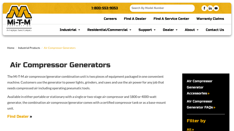 Air Compressor Generator Combo Units