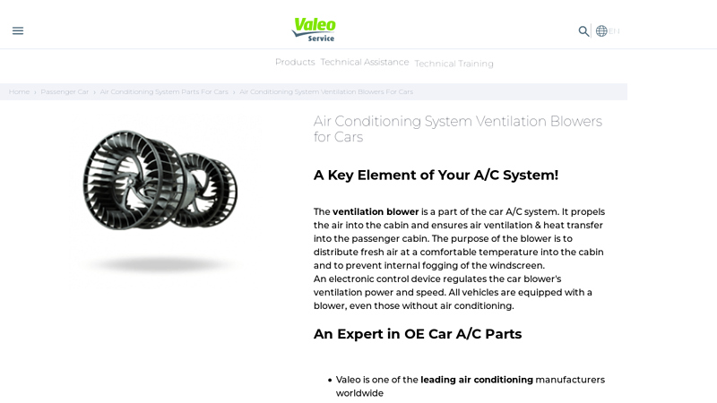 Air Conditioning System Ventilation Blowers for Cars