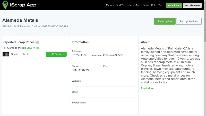 Alameda Metals, Scrap Metal Yard in Palmdale, California