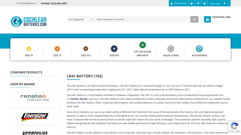 Alkaline R41 1.5V Batteries