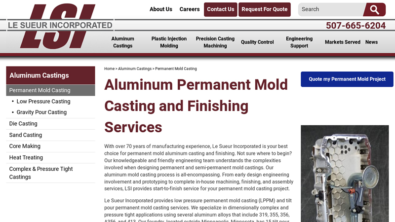Aluminum Permanent Mold Casting and Finishing Services