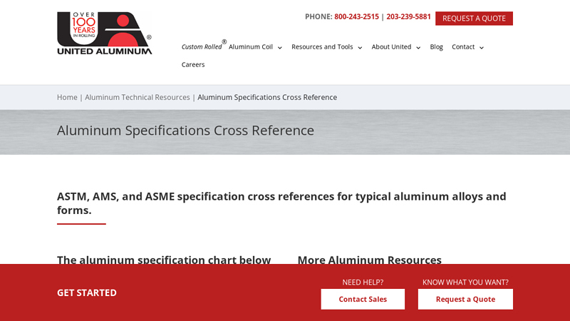 Aluminum Specifications and Cross Reference