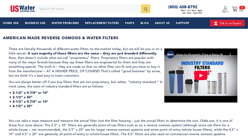 American Made Reverse Osmosis & Water Filters