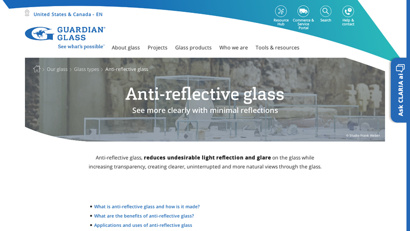 Anti-reflective glass