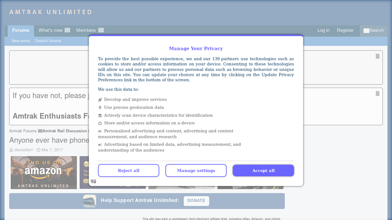 Anyone ever have phone charging issues on Amtrak?