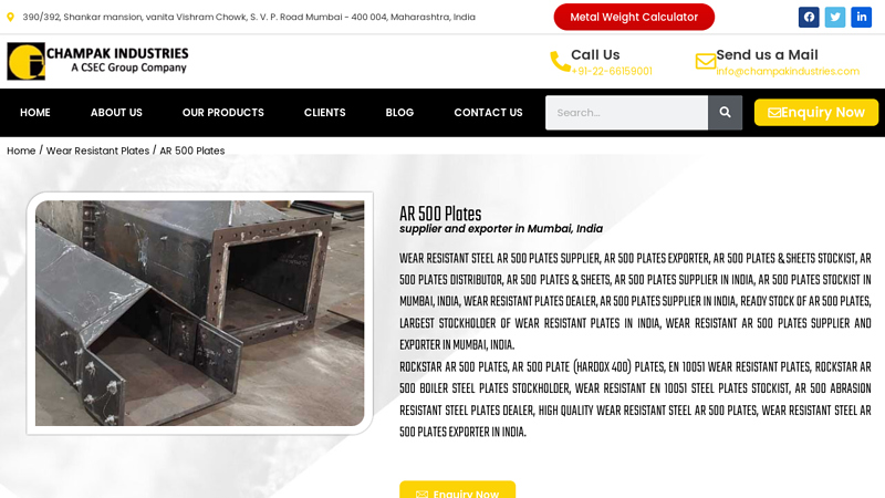 AR 500 Plates manufacturer, supplier and exporter in Mumbai, India