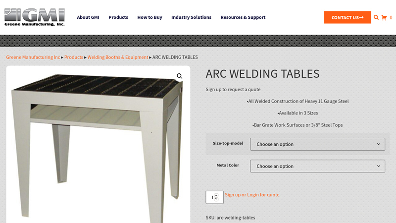 ARC WELDING TABLES