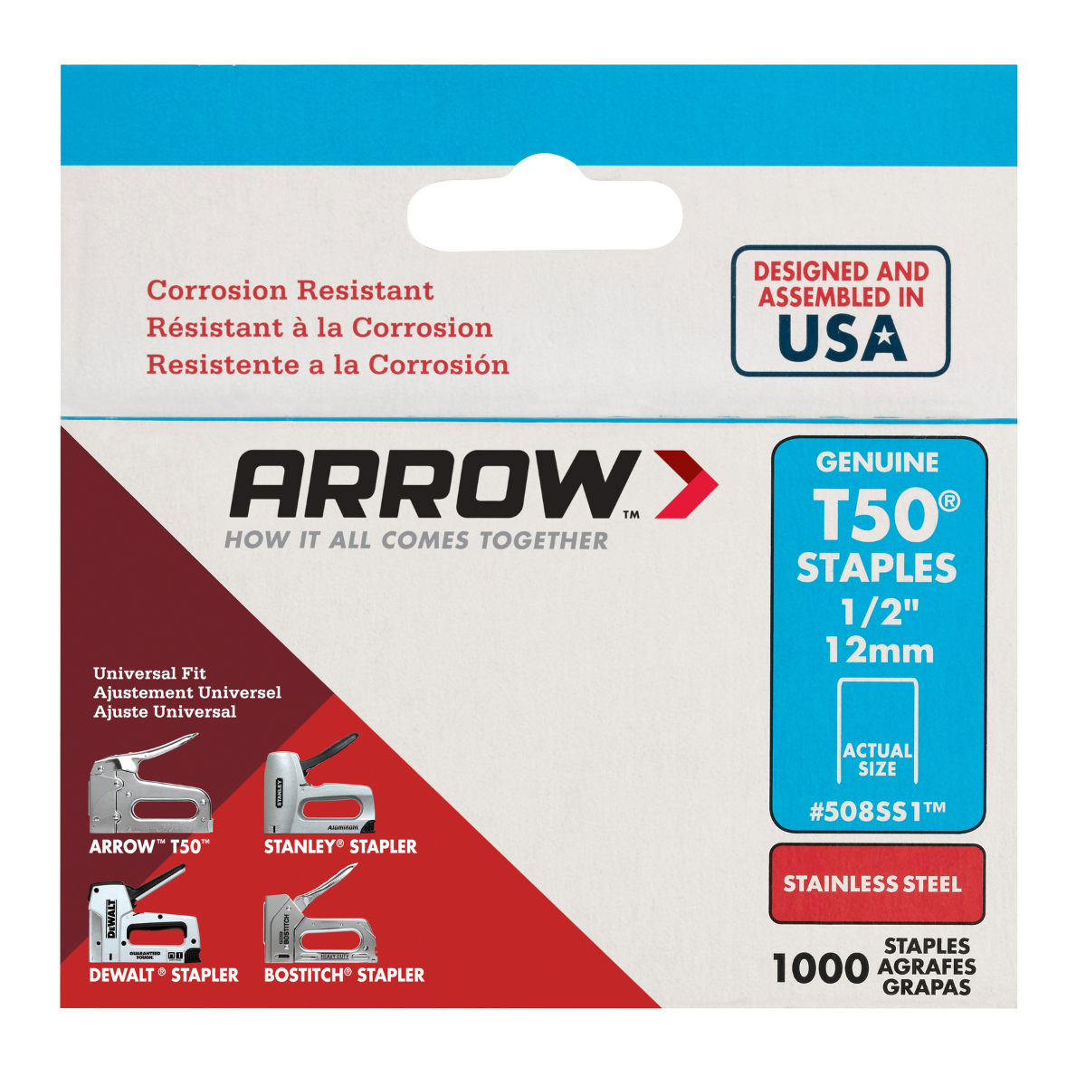 Arrow Fastener T50 3/8 in. W x 1/2 in. L 18 Ga. Flat Crown Heavy ...