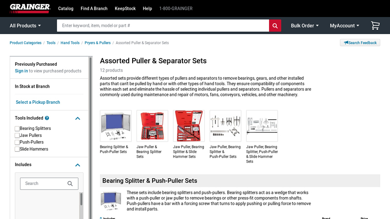 Assorted Puller & Separator Sets