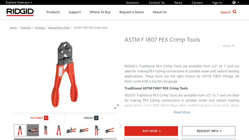ASTM F 1807 PEX Crimp Tools