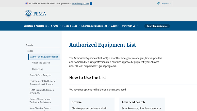 Authorized Equipment List