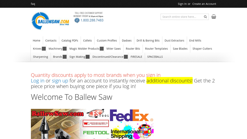 Ballew Saw and Tool, Amana, Onsrud, Freeborn, Freud, Dynabrade