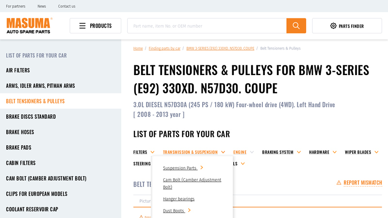 belt tensioners & pulleys for BMW 3