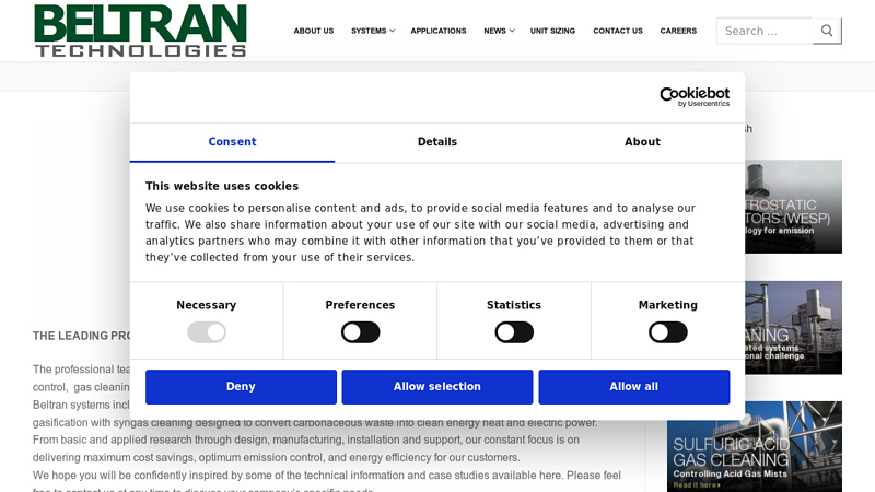 Beltran Technologies Wet Electrostatic Precipitator Air Pollution ...