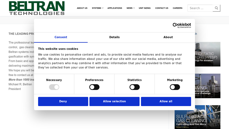 Beltran Technologies Wet Electrostatic Precipitator Air Pollution ...