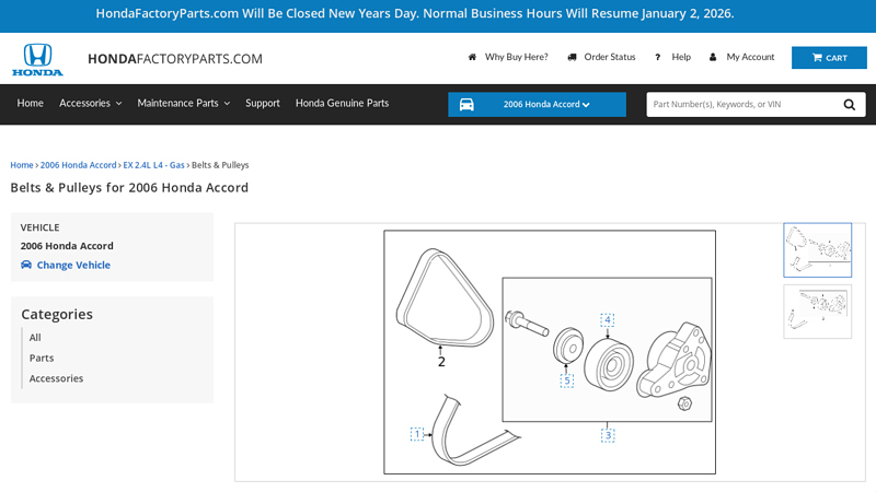 Belts & Pulleys for 2006 Honda Accord