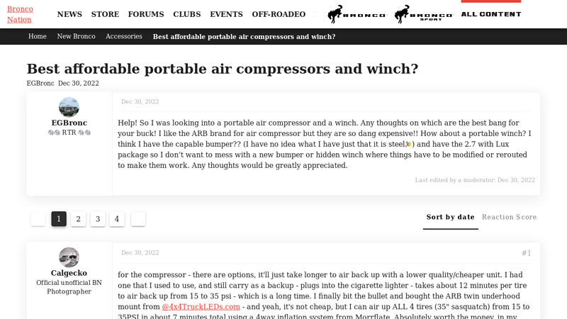 Best affordable portable air compressors and winch?