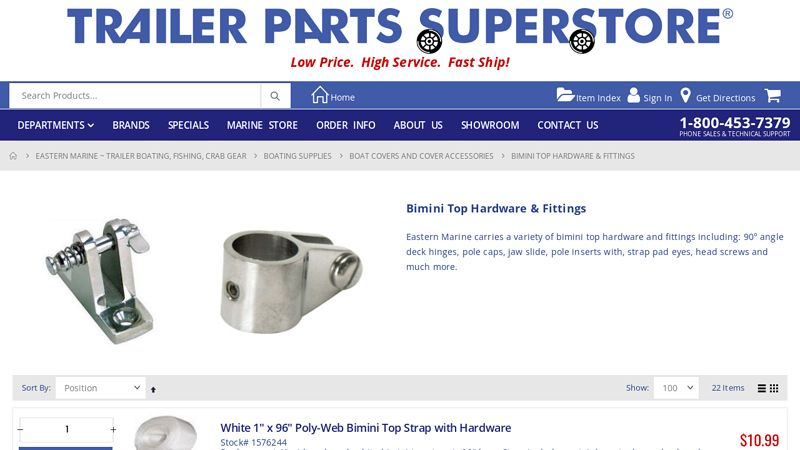 Bimini Top Hardware & Fittings at Eastern Marine