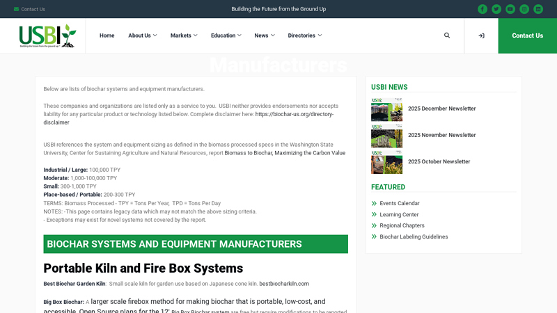 Biochar Systems and Equipment Manufacturers
