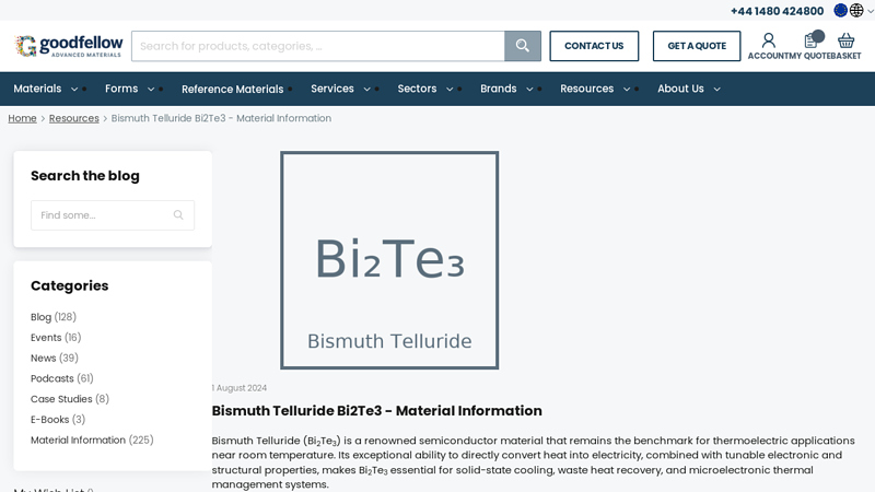 Bismuth Telluride Properties and Applications