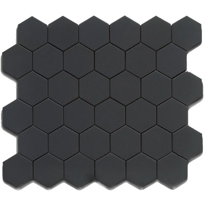 Black Matte Hexagon 2” Mosaic Tile
