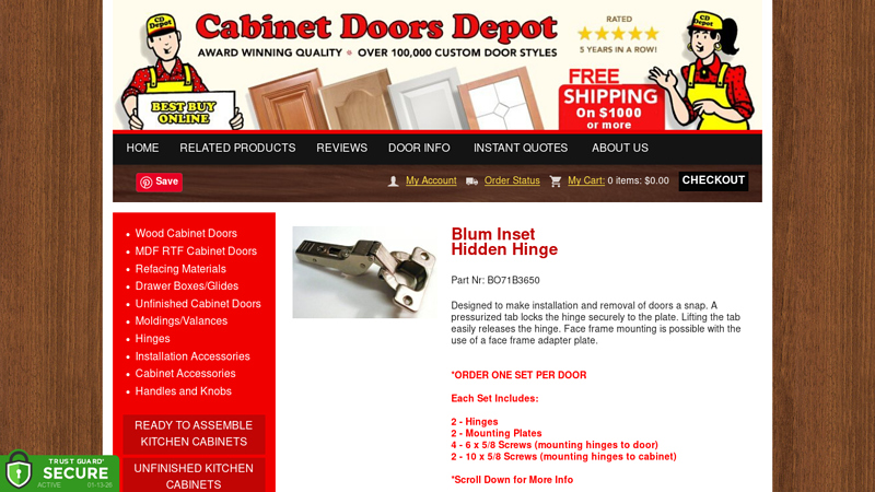 Blum Inset Hidden Hinge