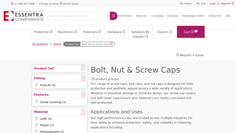 Bolt, Nut & Screw Caps