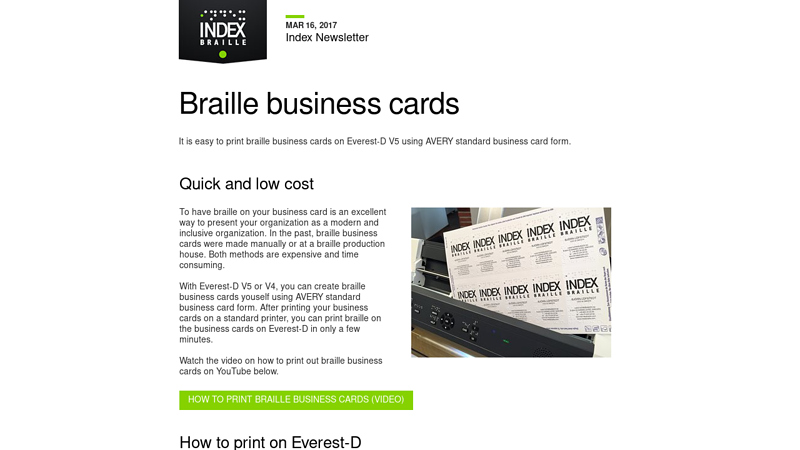 Braille business cards