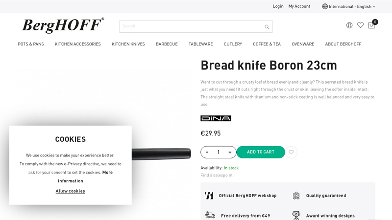 Bread knife Boron 23cm