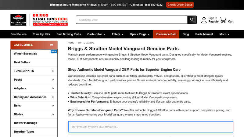 Briggs & Stratton Model Vanguard Genuine Parts
