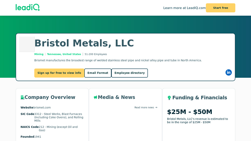 Bristol Metals, LLC Company Overview, Contact Details ...
