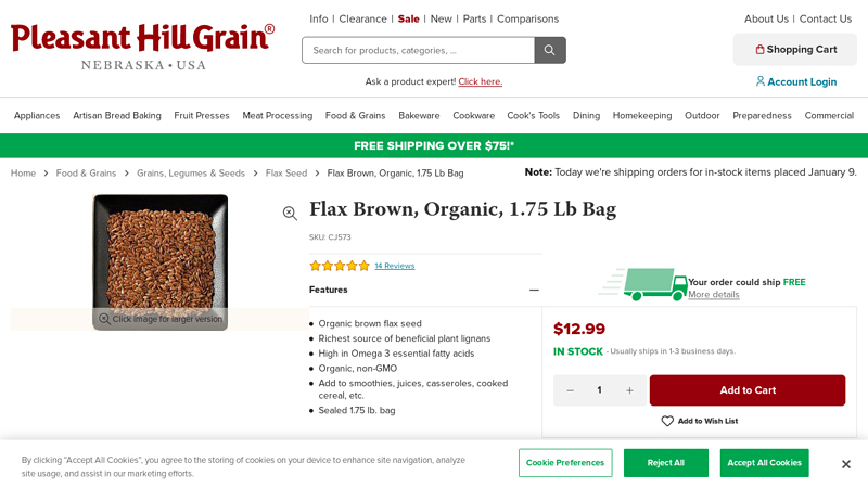 Brown flax seed, organic