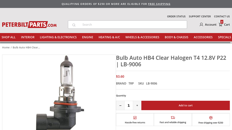 Bulb Auto HB4 Clear Halogen T4 12.8V P22