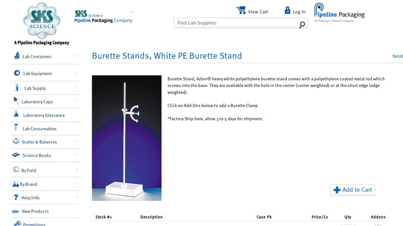Burette Stands, White PE Burette Stand