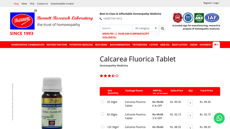 Burnett's Calcarea Fluorica Biochemic Tablet