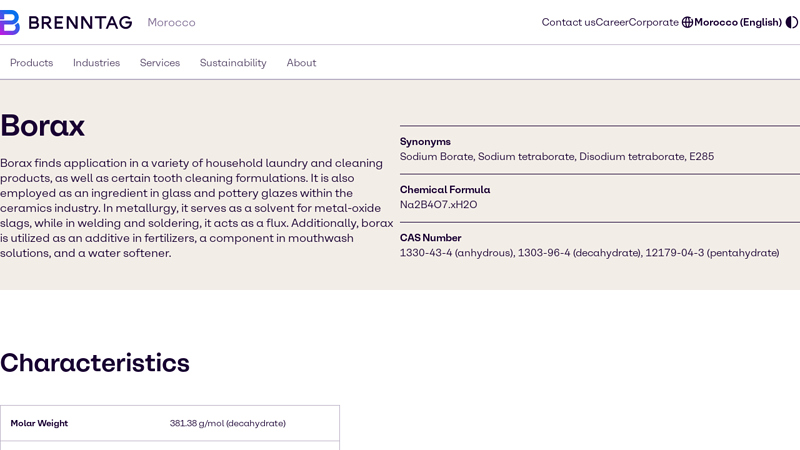 Buy Borax from brenntag Morocco suppliers