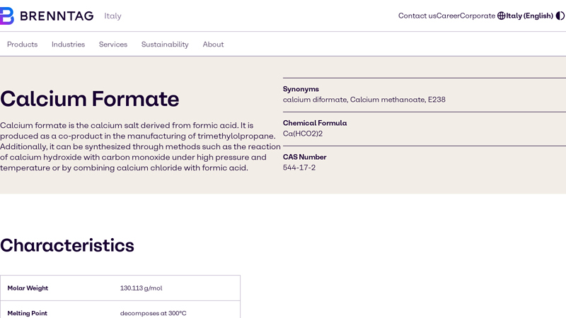 Buy Calcium Formate from brenntag Italy suppliers 544