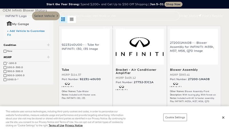 Buy Infiniti Blower Motors Online