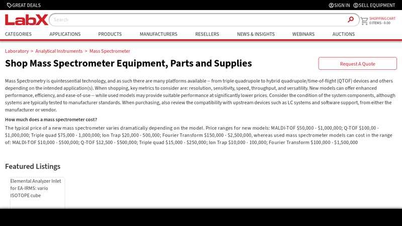 Buy Mass Spectrometers For Sale, New & Used Prices