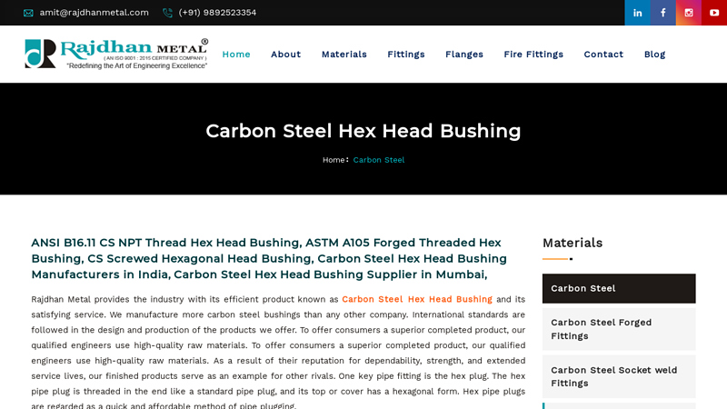 Carbon Steel Hex Head Bushing Manufacturer and Supplier