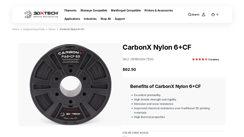 CarbonX Nylon 6+CF Filament