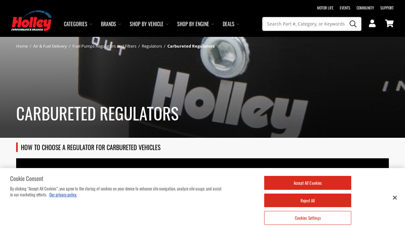 Carbureted Fuel Pressure Regulators