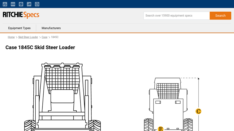 Case 1845C Skid Steer Loader Specs & Dimensions