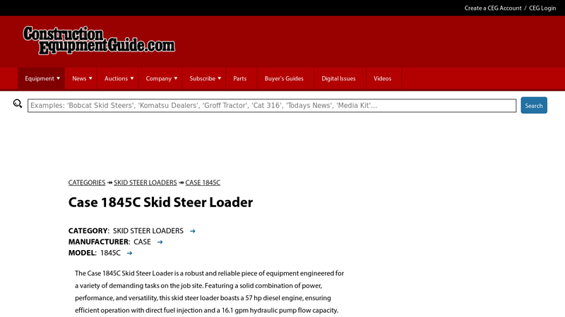 Case 1845C Skid Steer Loader Specs, Dimensions, Comparisons