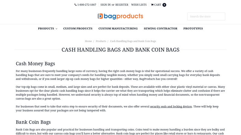 Cash Handling Bags and Bank Coin Bags