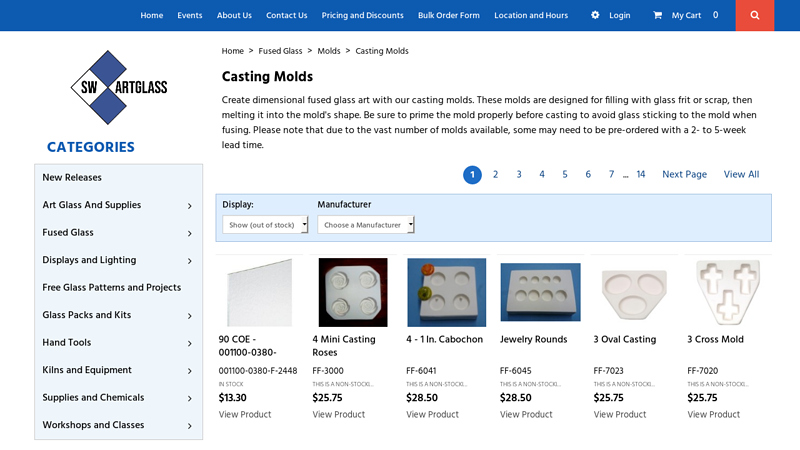 Casting Molds for Fused Glass
