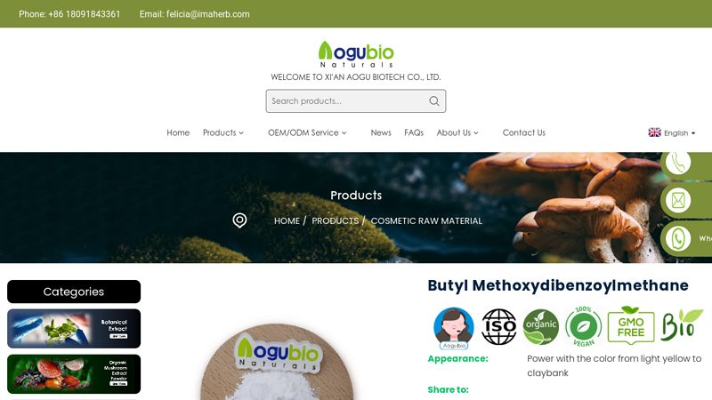 China Butyl Methoxydibenzoylmethane Manufacturer and Supplier ...