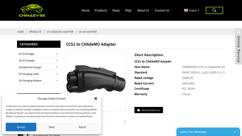 China CCS1 to CHAdeMO Adapter Manufacturer and Supplier