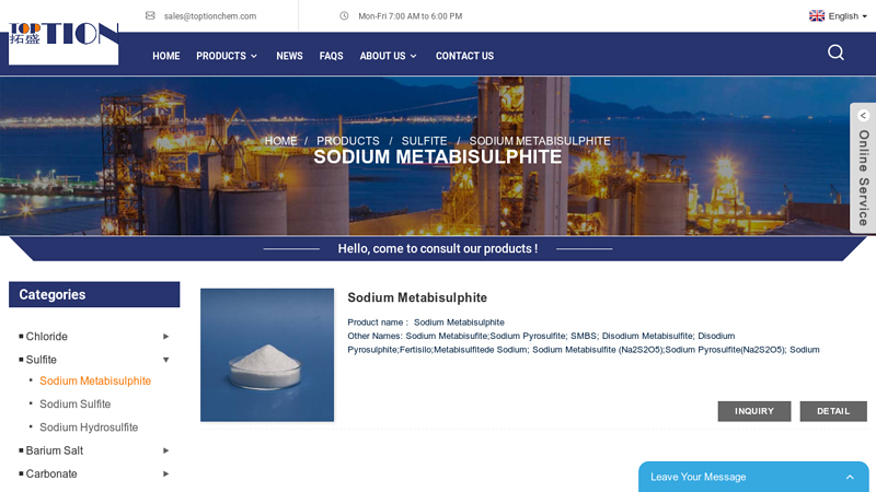 China Sodium Metabisulphite Suppliers & Factory