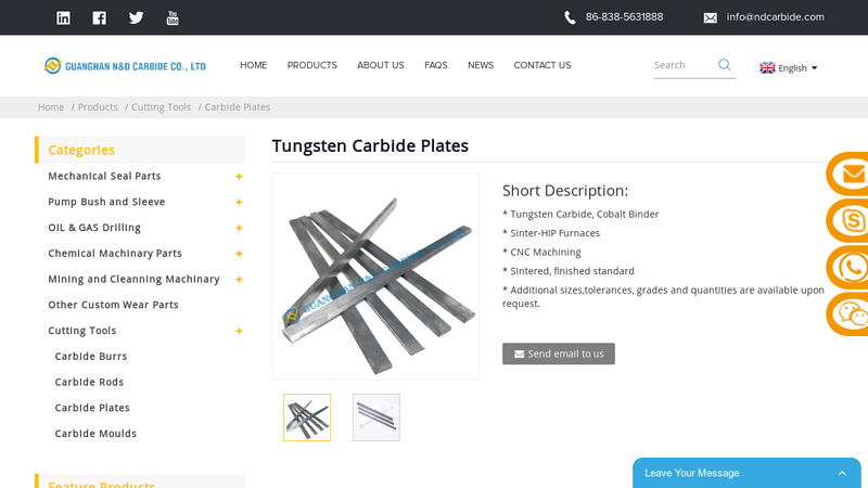 China Tungsten Carbide Plates Manufacture and Factory